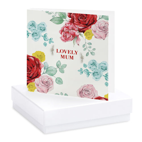 Bright Blooms Lovely Mum Boxed Card with Jewellery BE003 Earrings Crumble and Core   