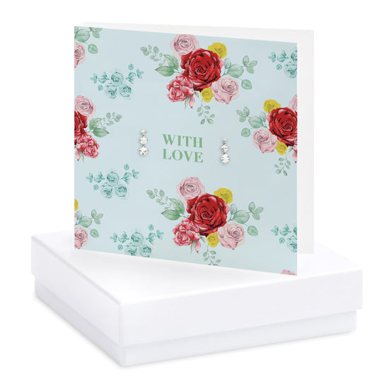Bright Blooms With Love Boxed Card with Jewellery BE007 Earrings Crumble and Core   