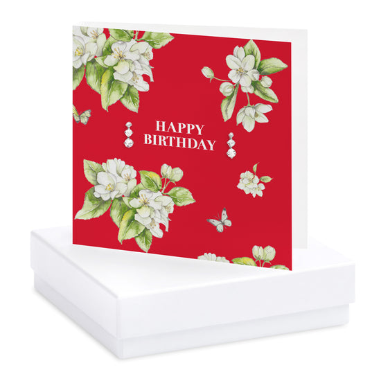 Bright Blooms Happy Birthday Boxed Card with Jewellery BE011 Earrings Crumble and Core   