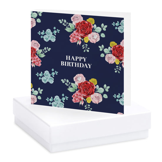Bright Blooms Happy Birthday Boxed Card with Jewellery BE013 Earrings Crumble and Core   