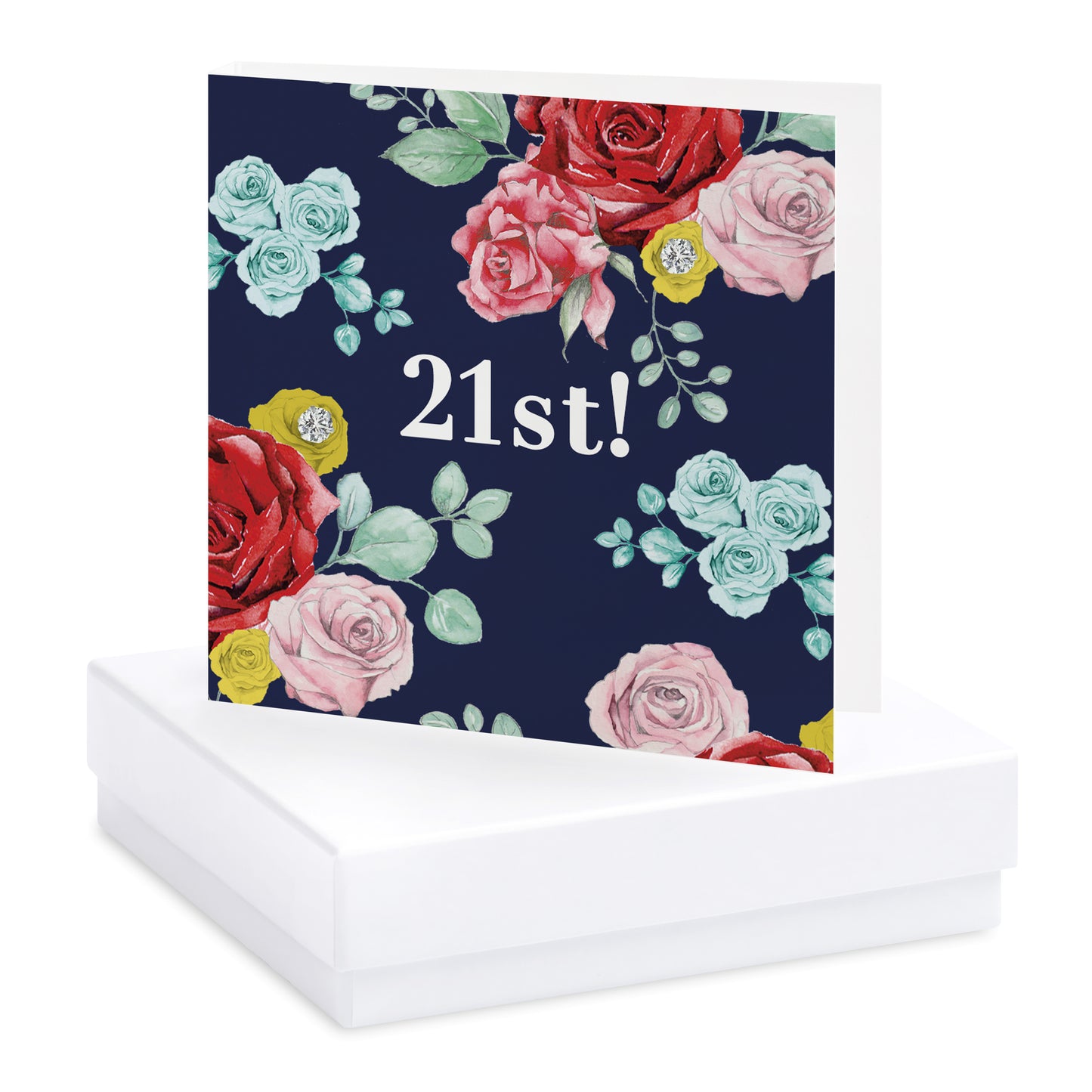 Bright Blooms 21st Birthday Boxed Card with Jewellery BE018 Earrings Crumble and Core   