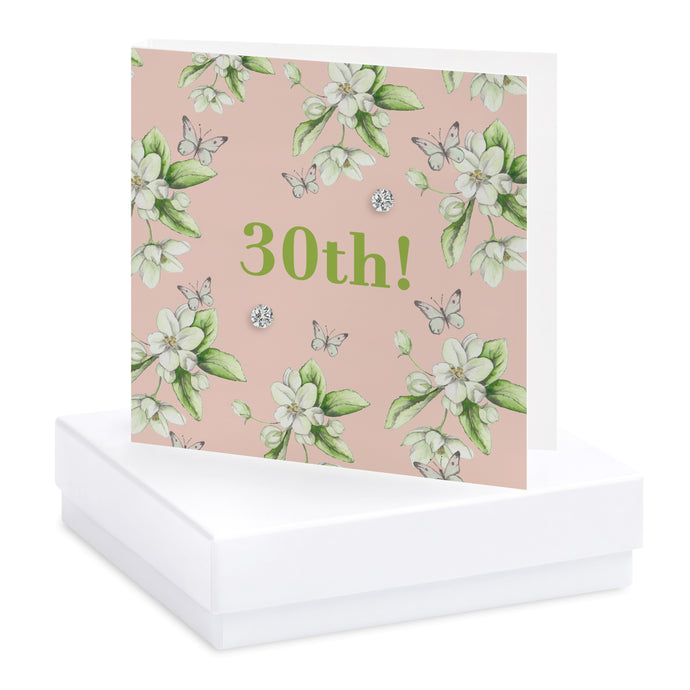 Bright Blooms 30th Birthday Boxed Card with Jewellery BE019 Earrings Crumble and Core   
