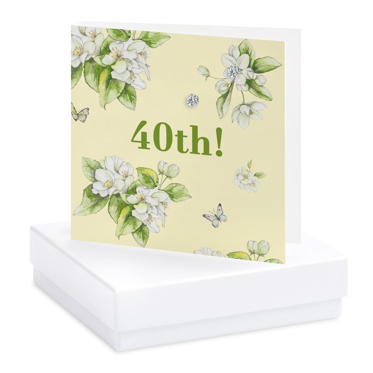 Bright Blooms 40th Birthday Boxed Card with Jewellery BE020 Earrings Crumble and Core   