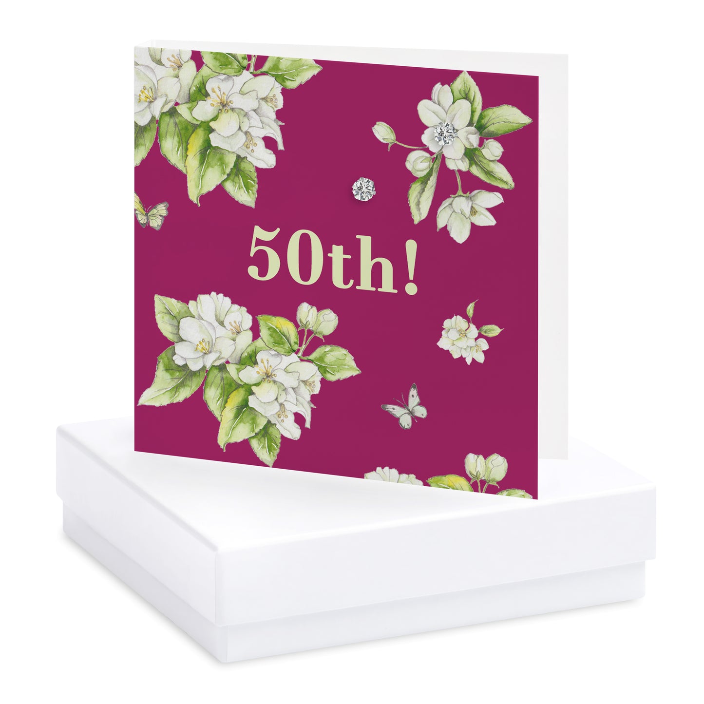 Bright Blooms 50th Birthday Boxed Card with Jewellery BE021 Earrings Crumble and Core   