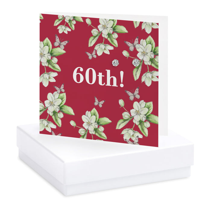 Bright Blooms 60th Birthday Boxed Card with Jewellery BE022 Earrings Crumble and Core   