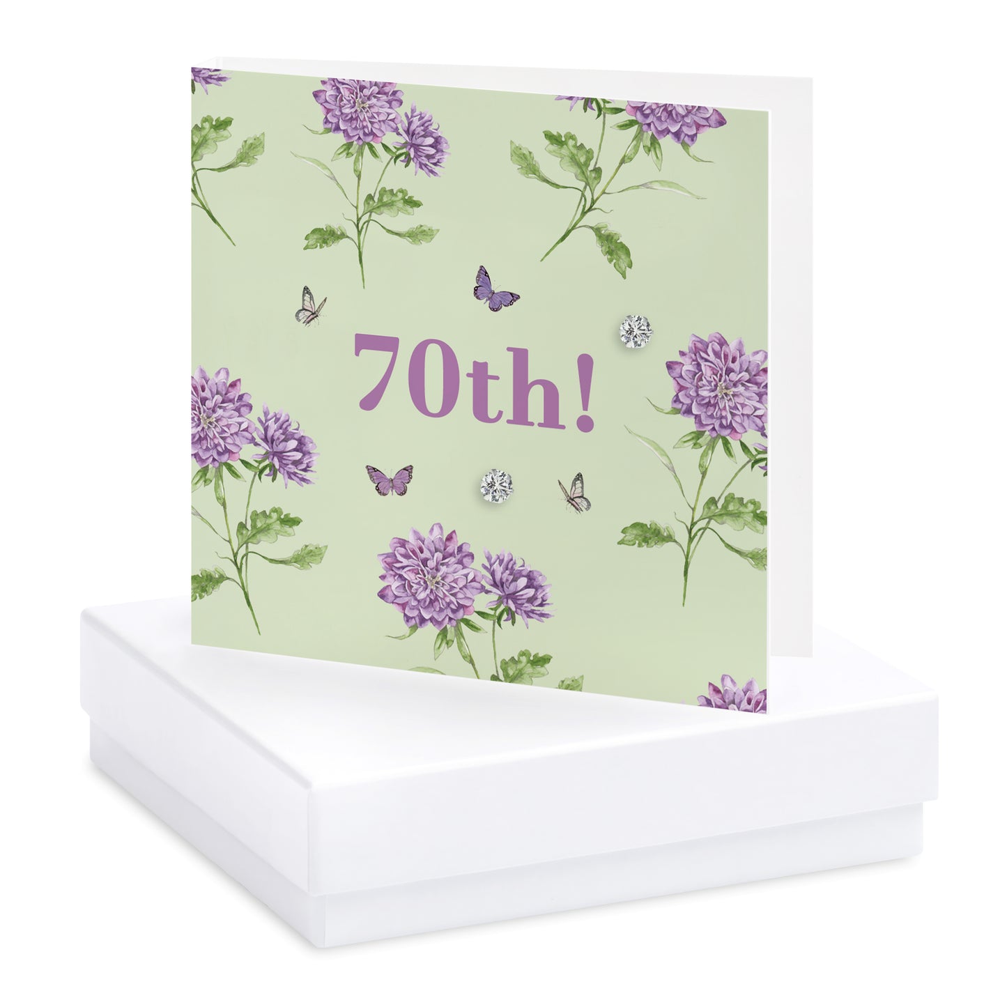 Bright Blooms 70th Birthday Boxed Card with Jewellery BE023 Earrings Crumble and Core   