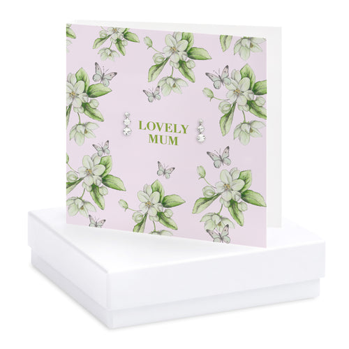Bright Blooms Lovely Mum Boxed Card with Jewellery Earrings Crumble and Core   