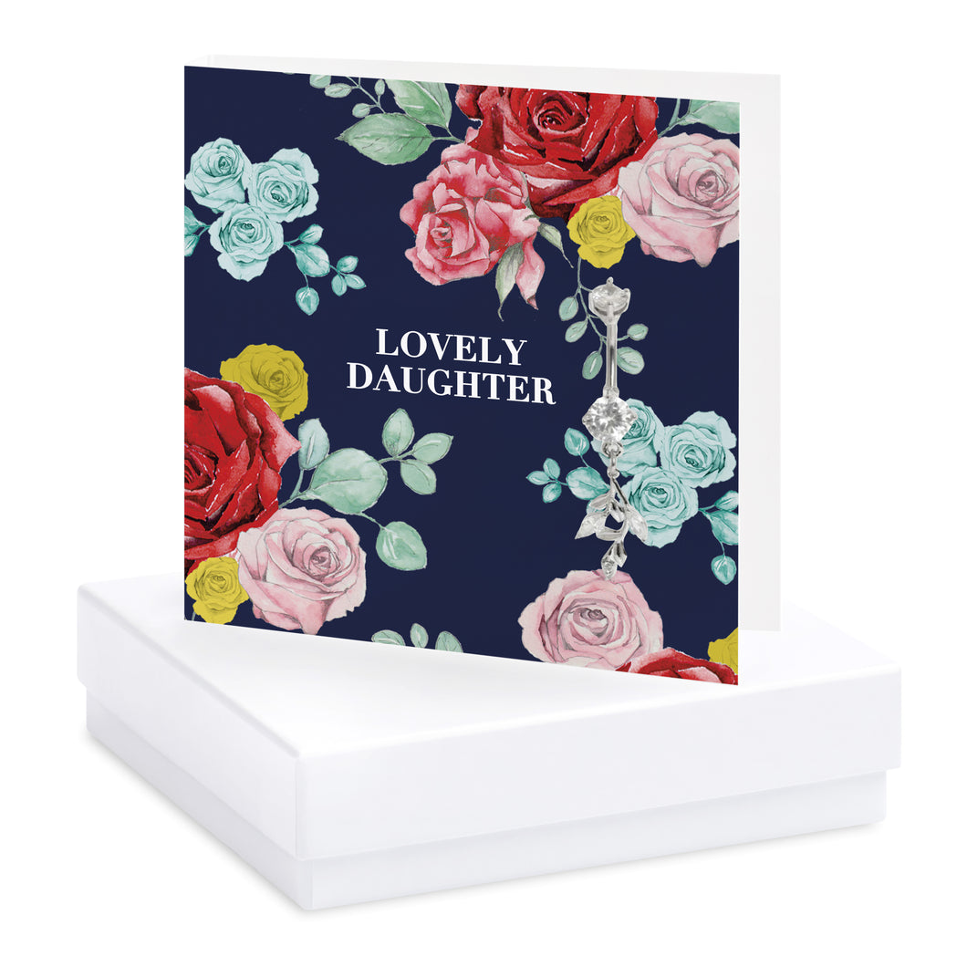 Bright Blooms Boxed Lovely Daughter Card with Surgical Steel Crystal Petals Navel Bar BP006