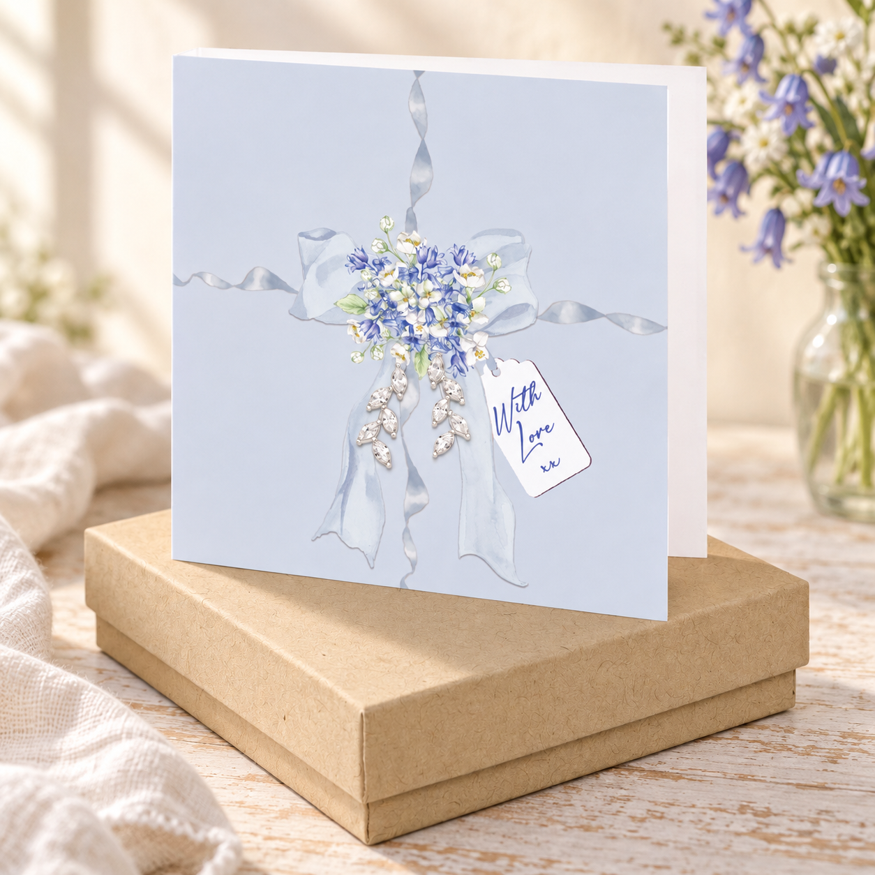Sterling Silver Drop Stud Earrings – Wrapped With Love Card - Elegant Jewellery Gift Set for Her