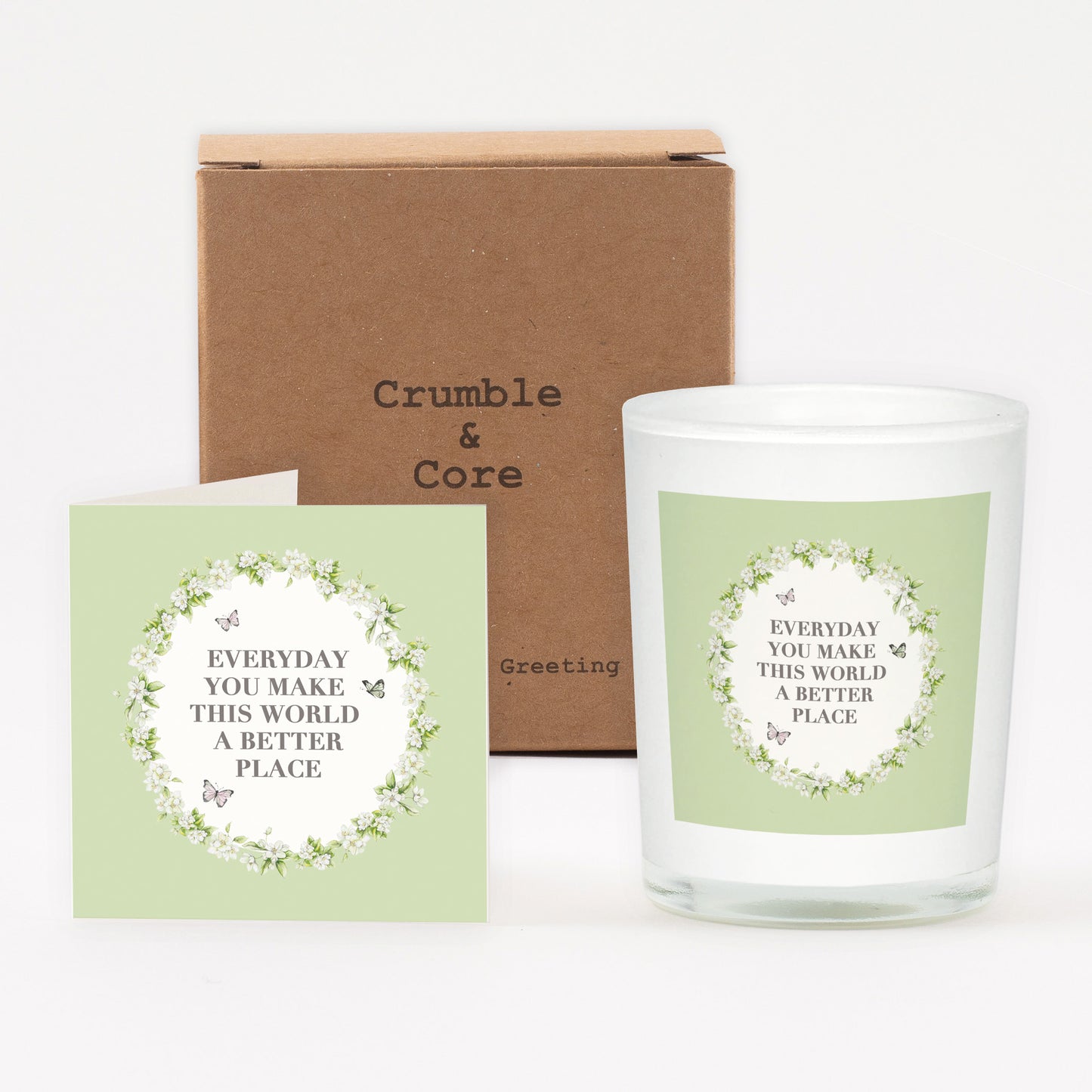 Vintage Sentiments Boxed Candle and Greeting Card You Make this World Candles Crumble and Core   
