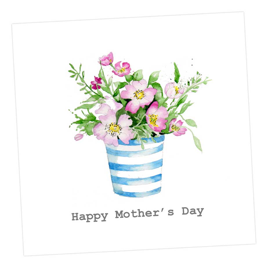 Stripey pot Mother's Day Card Greeting & Note Cards Crumble and Core   