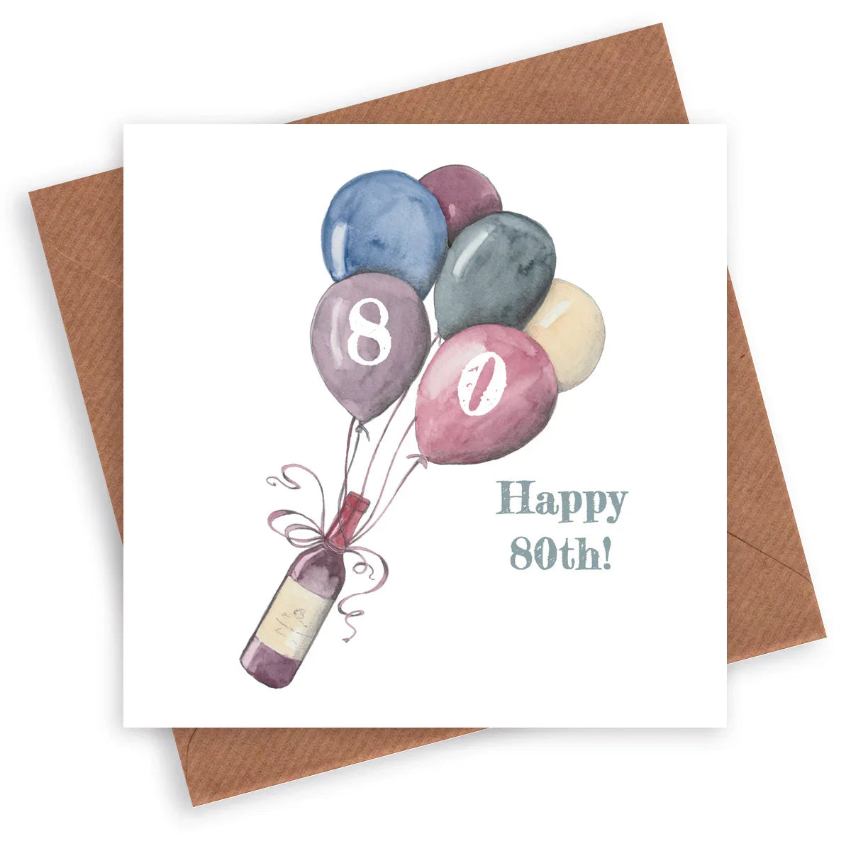 Tarjeta de cumpleaños número 80 del vino