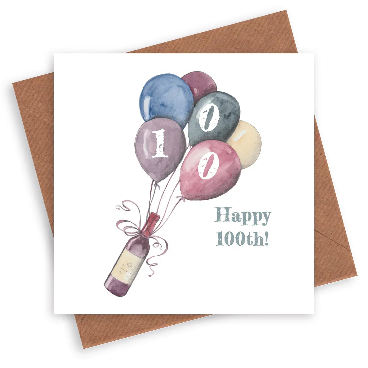 Wine Birthday Card – Luxury 100th Greeting With Kraft Envelope Included