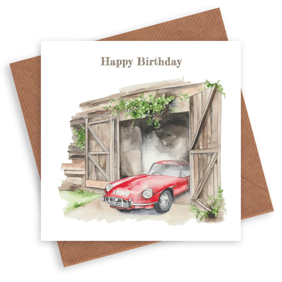 Vintage Car Birthday Card – Luxury Greeting Card With Kraft Envelope Included
