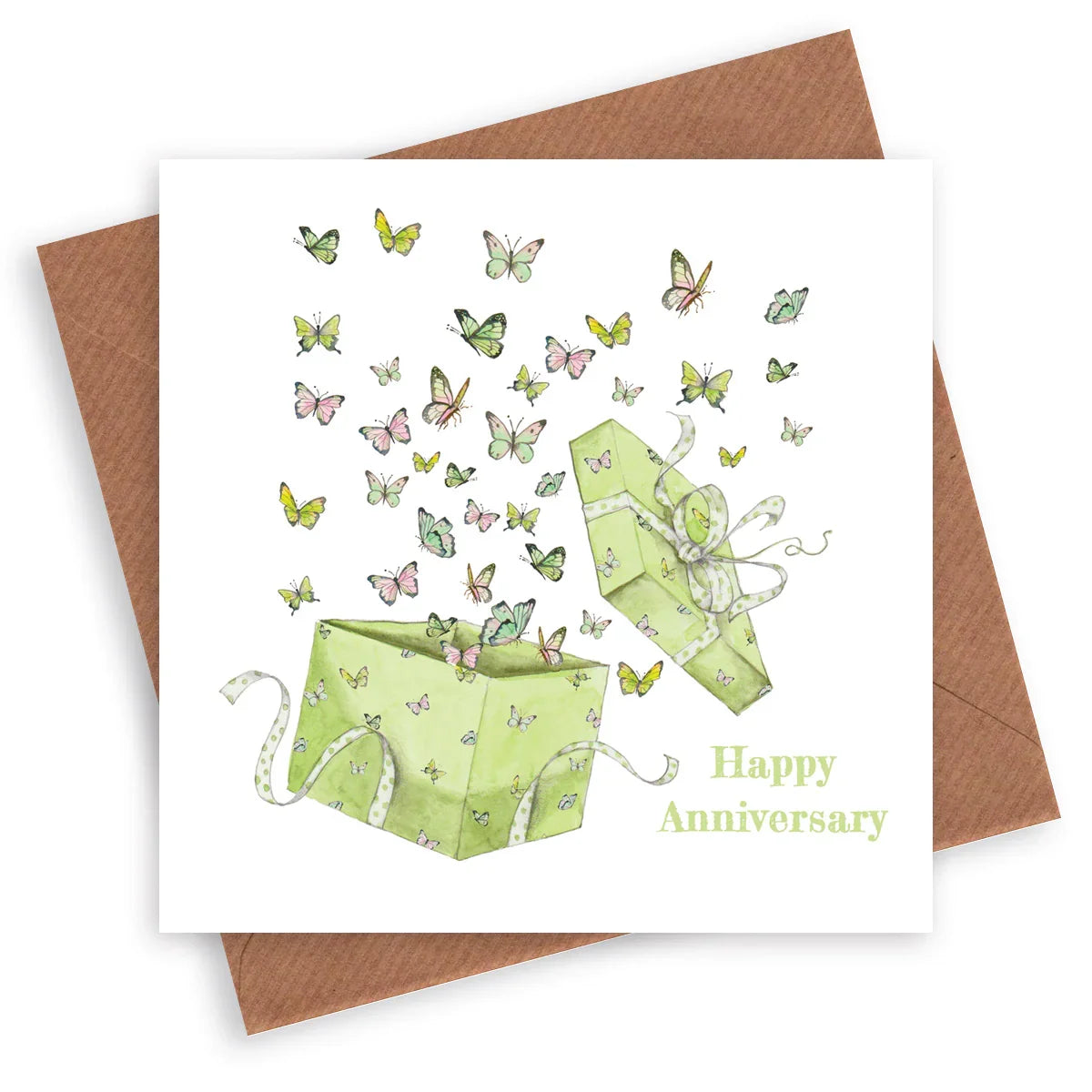 Butterflies Anniversary Card - Luxury Paper Greeting Card With Kraft Envelope