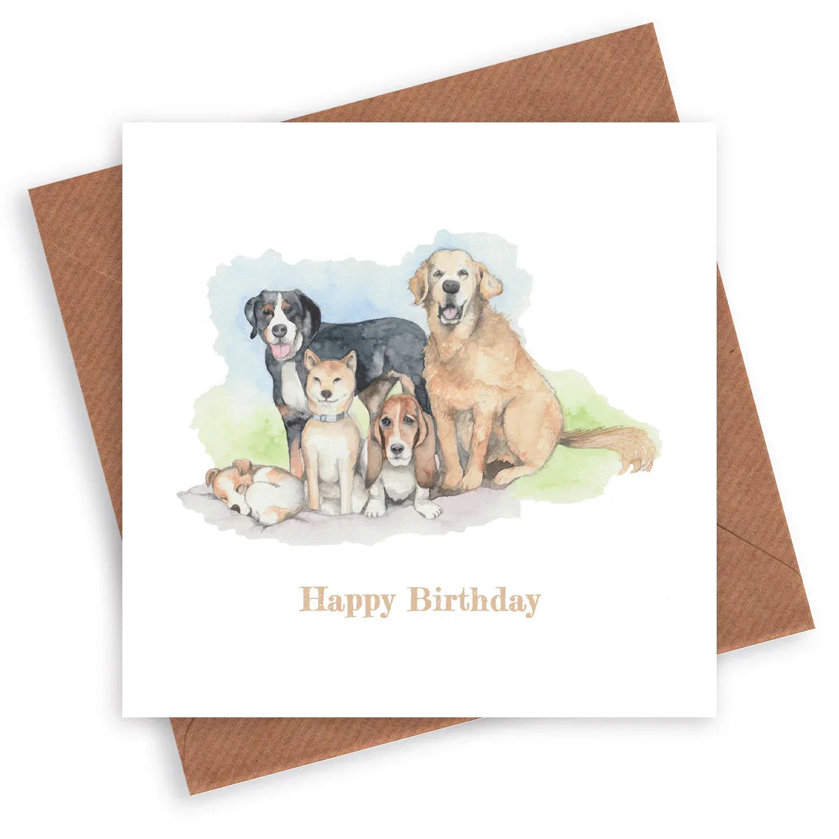 Dog Birthday Card – Luxury Watercolour Artwork With Kraft Envelope Included