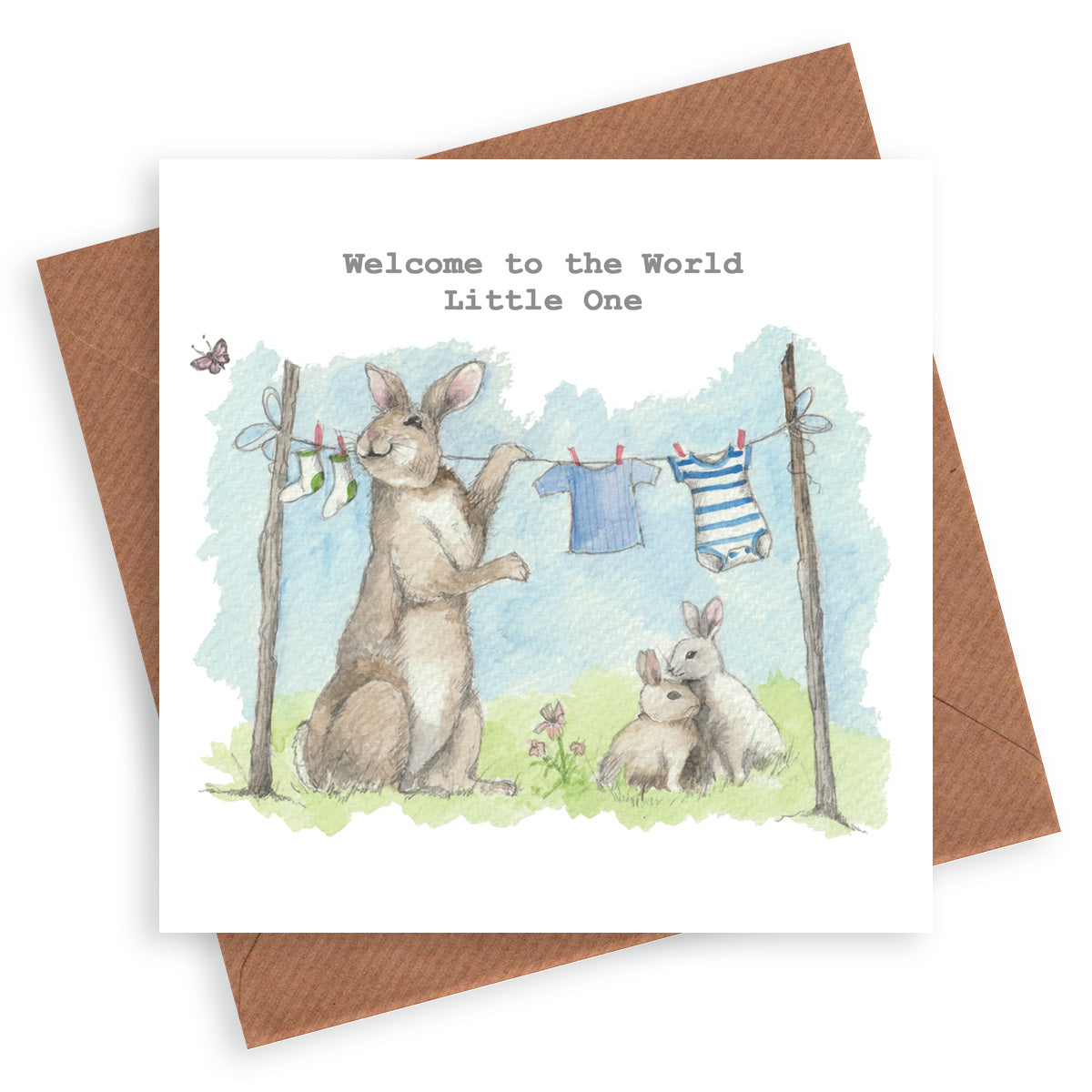 Welcome To The World Baby Boy Greeting Card Greeting & Note Cards Crumble and Core   