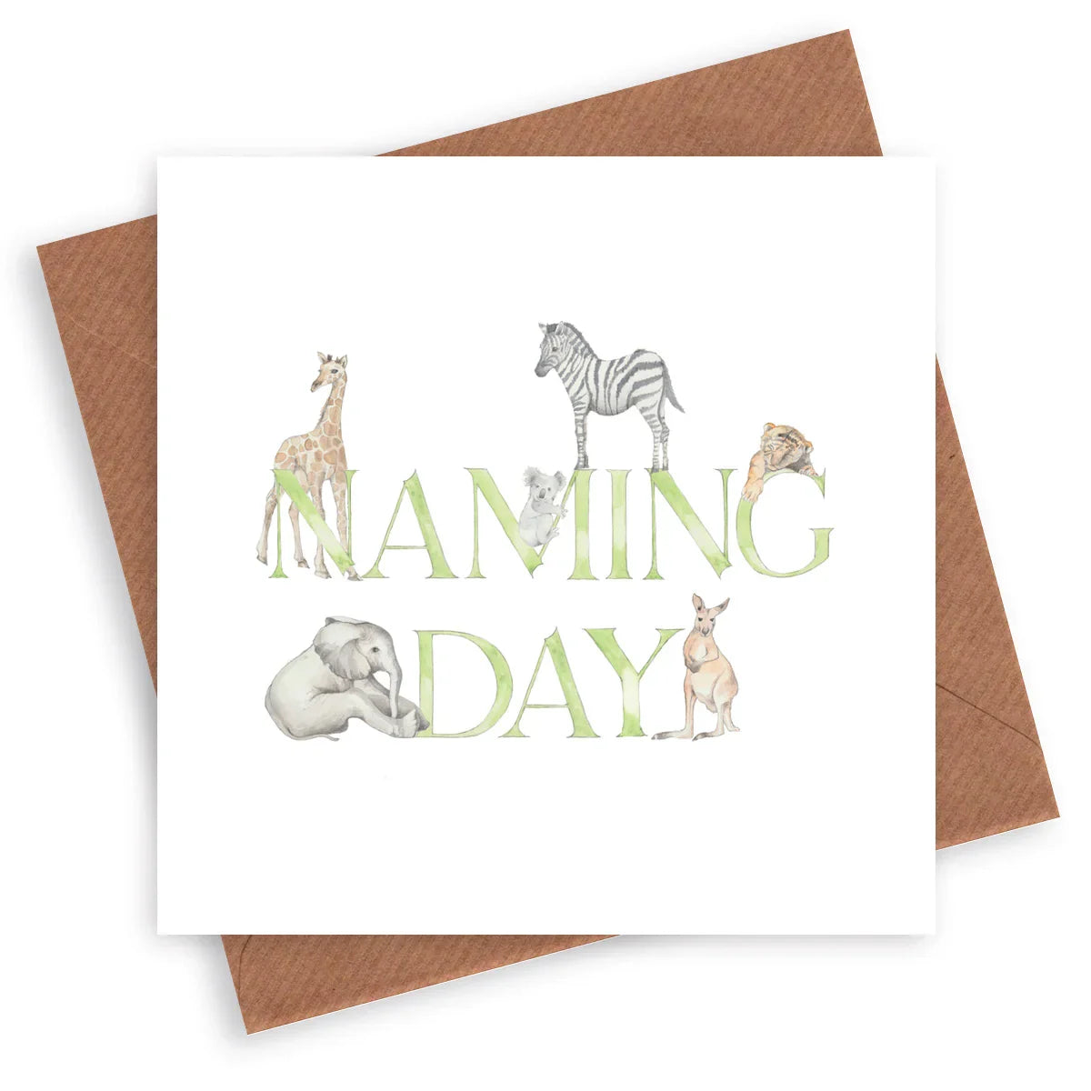 Animal Naming Day Card – Cute Animal Card With Kraft Envelope Included