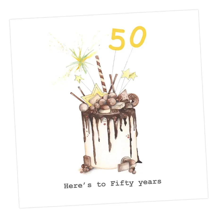 Choccie Woccie Cake 50th Greeting Card Greeting & Note Cards Crumble and Core   