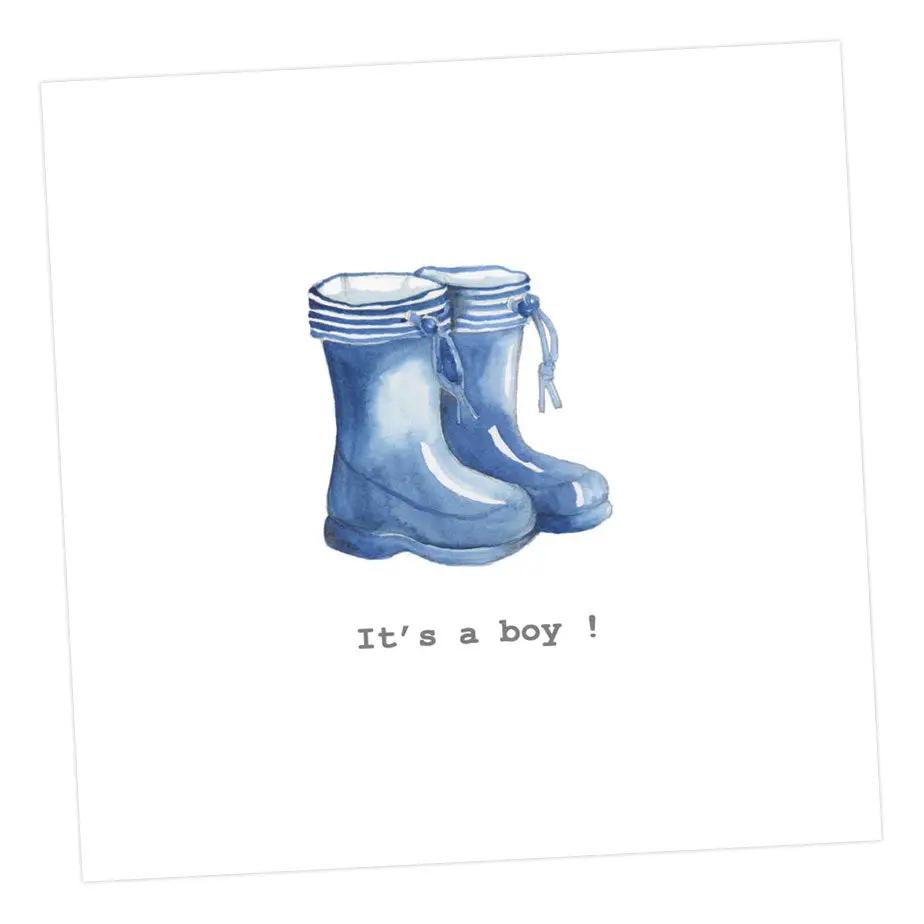 Baby Boy Wellies Card Greeting & Note Cards Crumble and Core   