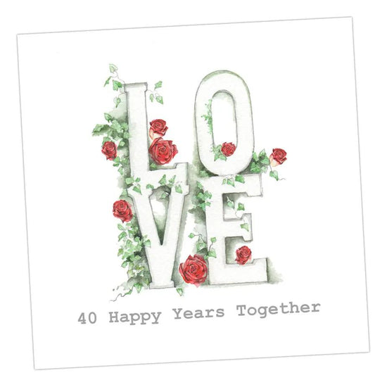 Love Letters 40th Anniversary Card Greeting & Note Cards Crumble and Core   