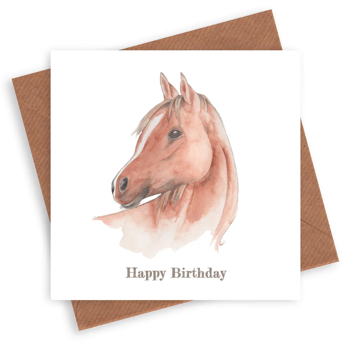 Horse Birthday Card – Luxury FSC Paper Greeting Card With Brown Kraft Envelope