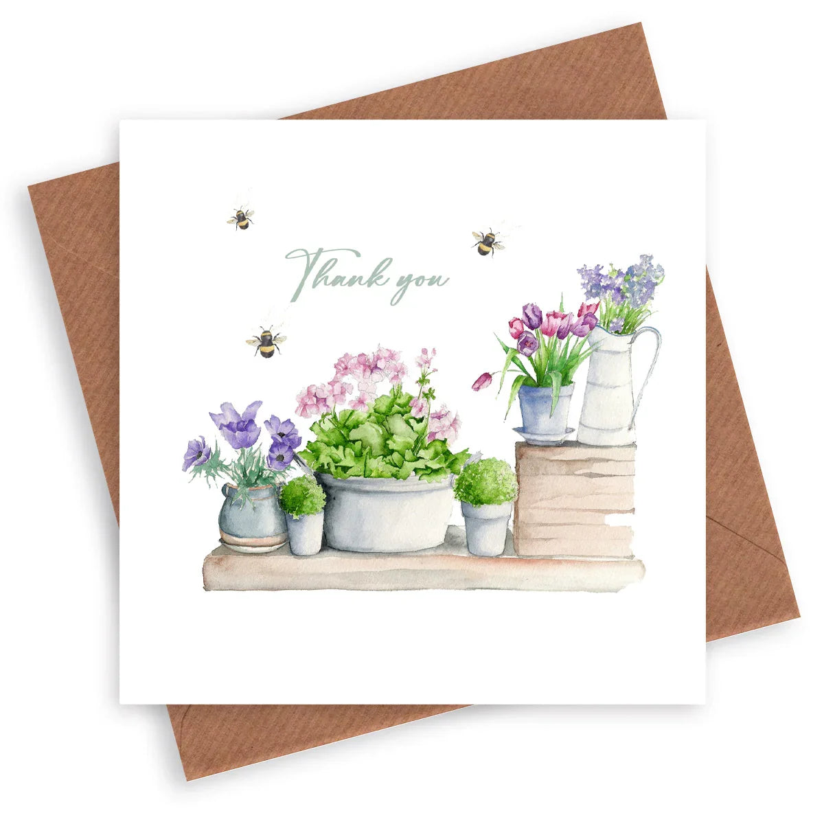 Tarjeta Gracias abejas y plantas