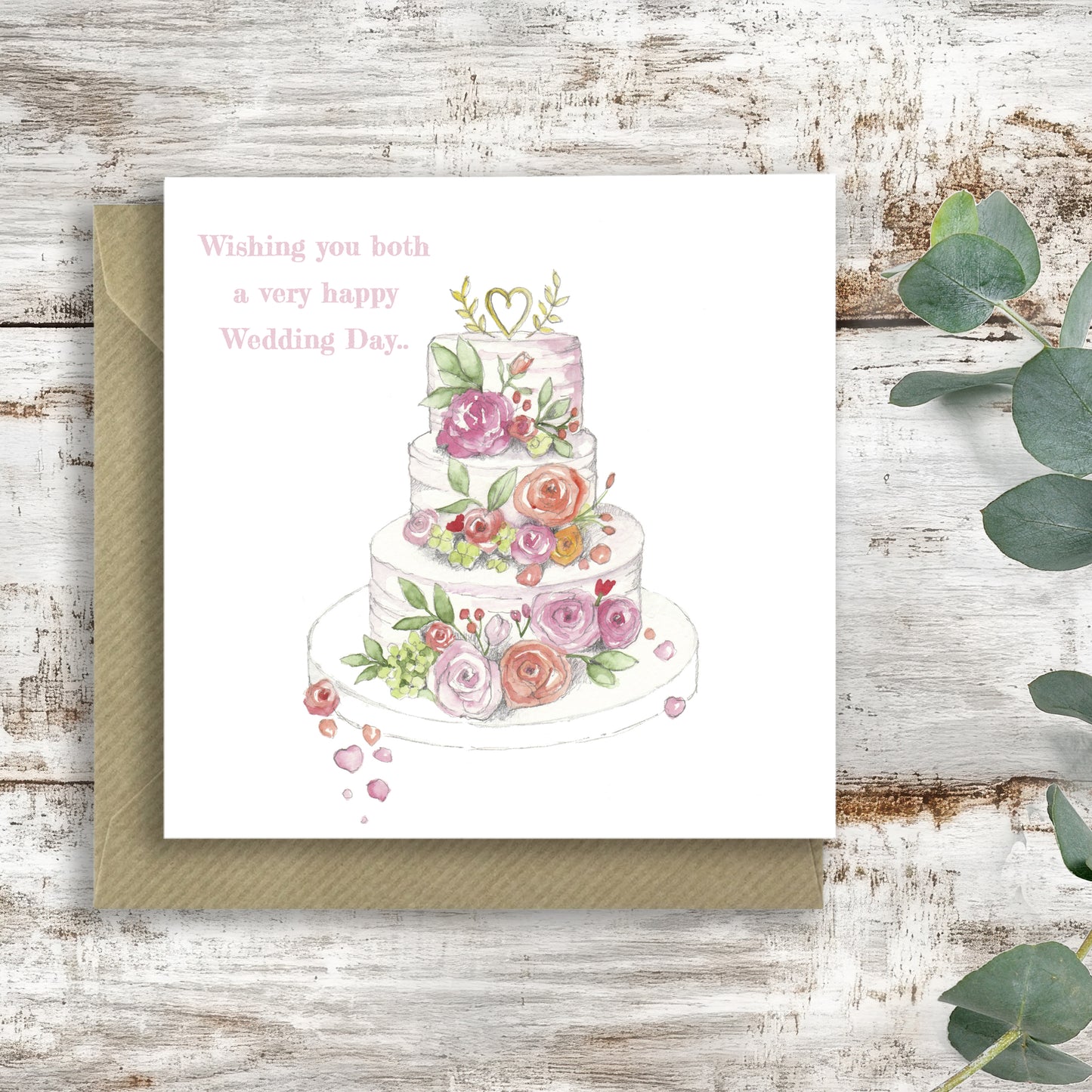 Floral Wedding Card – Luxury Wedding Greeting Card With Kraft Envelope UK
