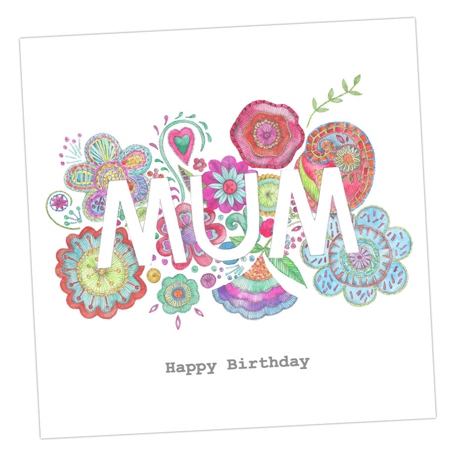 Embroidered Mum Birthday Greeting Card Greeting & Note Cards Crumble and Core   