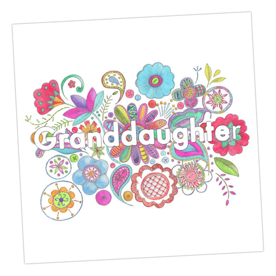 Embroidered Granddaughter Card Greeting & Note Cards Crumble and Core   