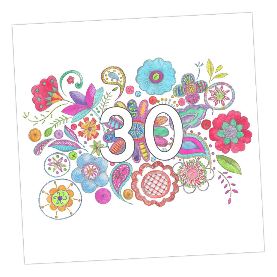 Embroidered 30th Greeting Card Greeting & Note Cards Crumble and Core   
