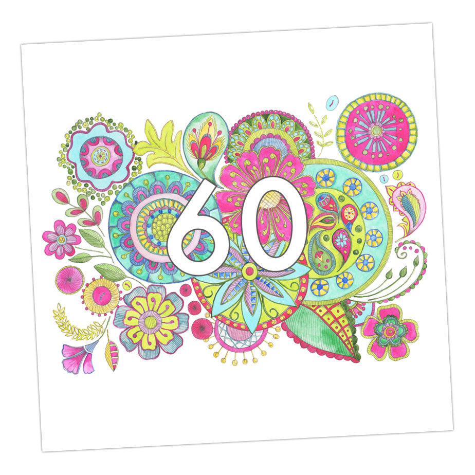 Embroidered 60th Greeting Card Greeting & Note Cards Crumble and Core   