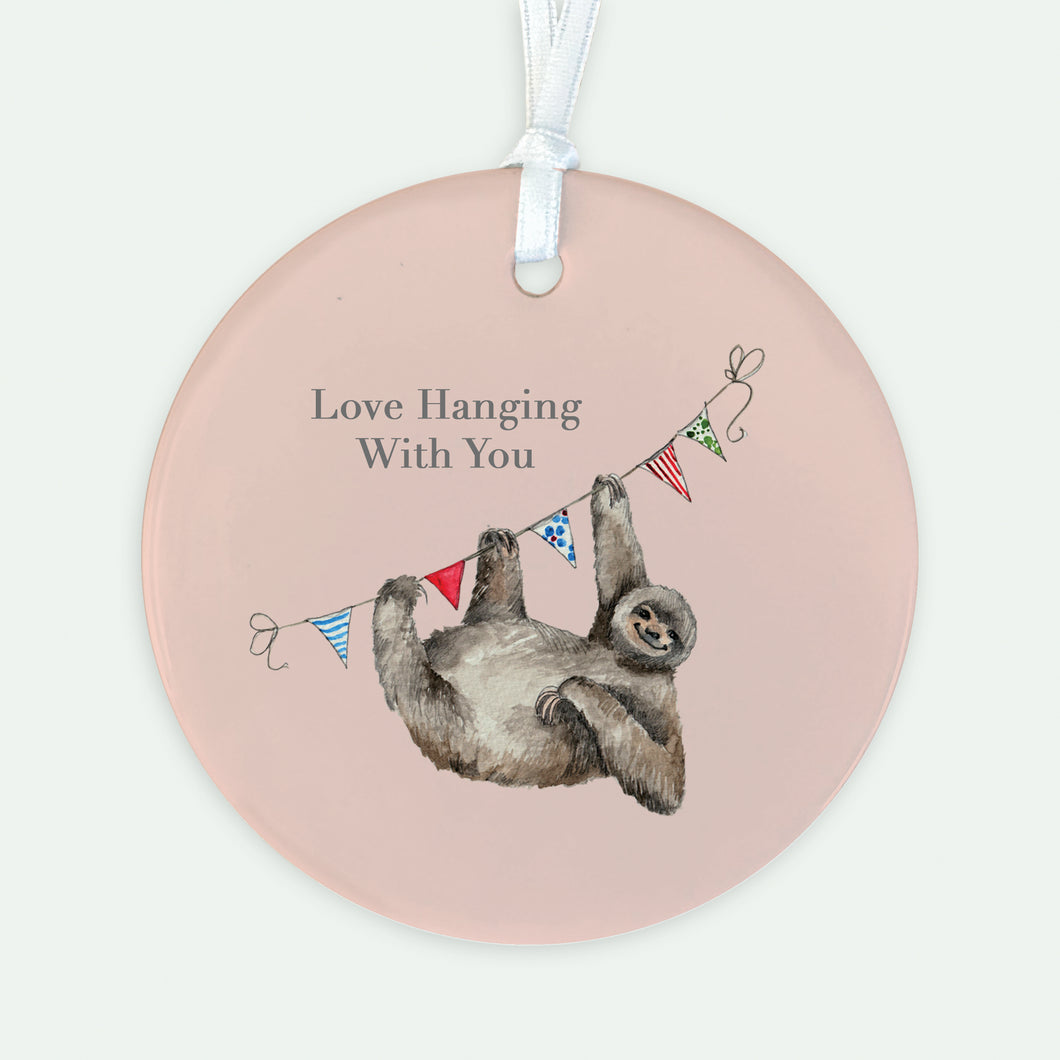 Hanging Ceramic Decoration - Sloth Love Hanging Decor Crumble and Core   