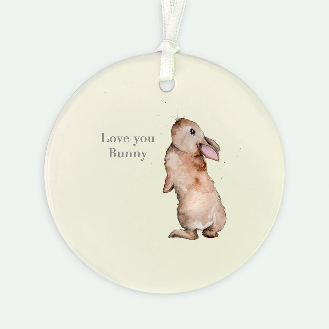 Hanging Ceramic Decoration - Bunny Love You Decor Crumble and Core   