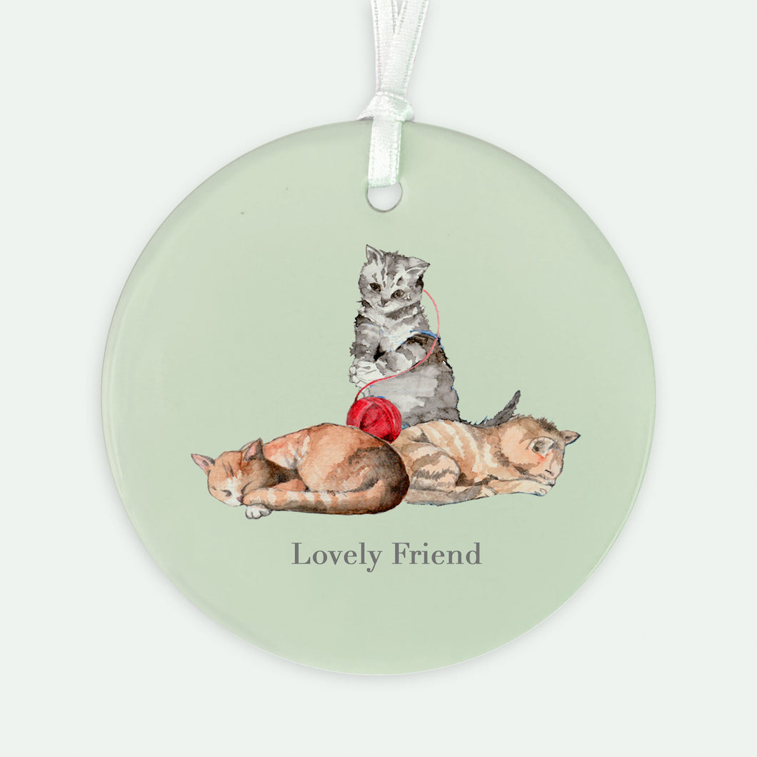 Hanging Ceramic Decoration - Cats Lovely Friend Decor Crumble and Core   