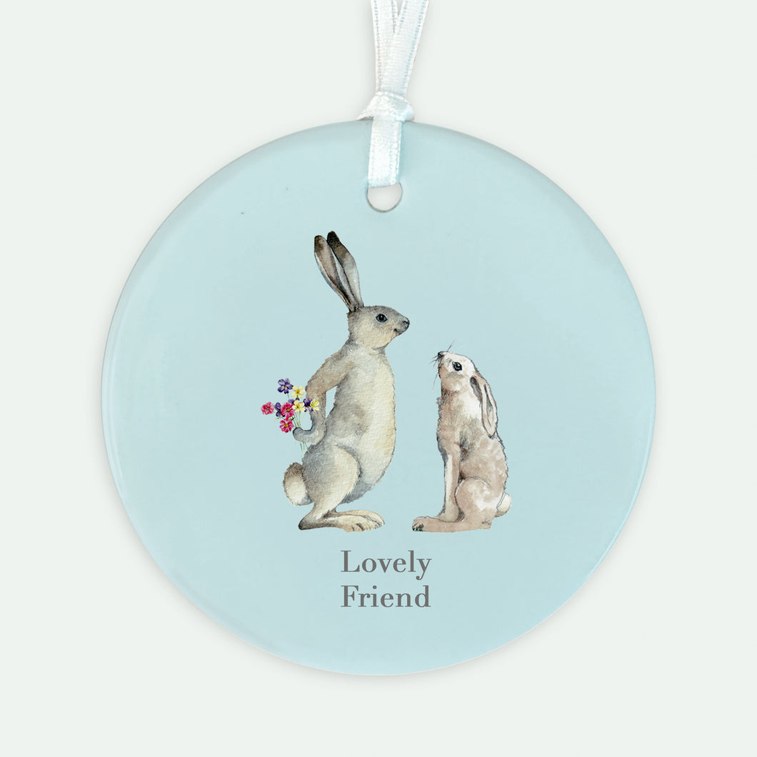 Hanging Ceramic Decoration - Hares Lovely Friend Decor Crumble and Core   