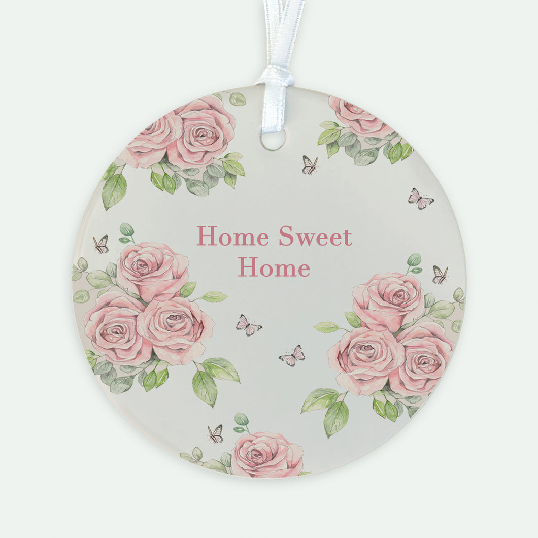 Hanging Ceramic Decoration - Rose Pink Home Sweet Home Decor Crumble and Core   