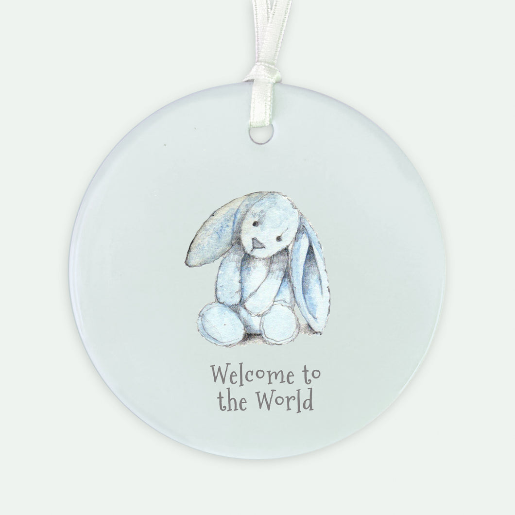 Hanging Ceramic Decoration - Baby Boy Bunny Decor Crumble and Core   