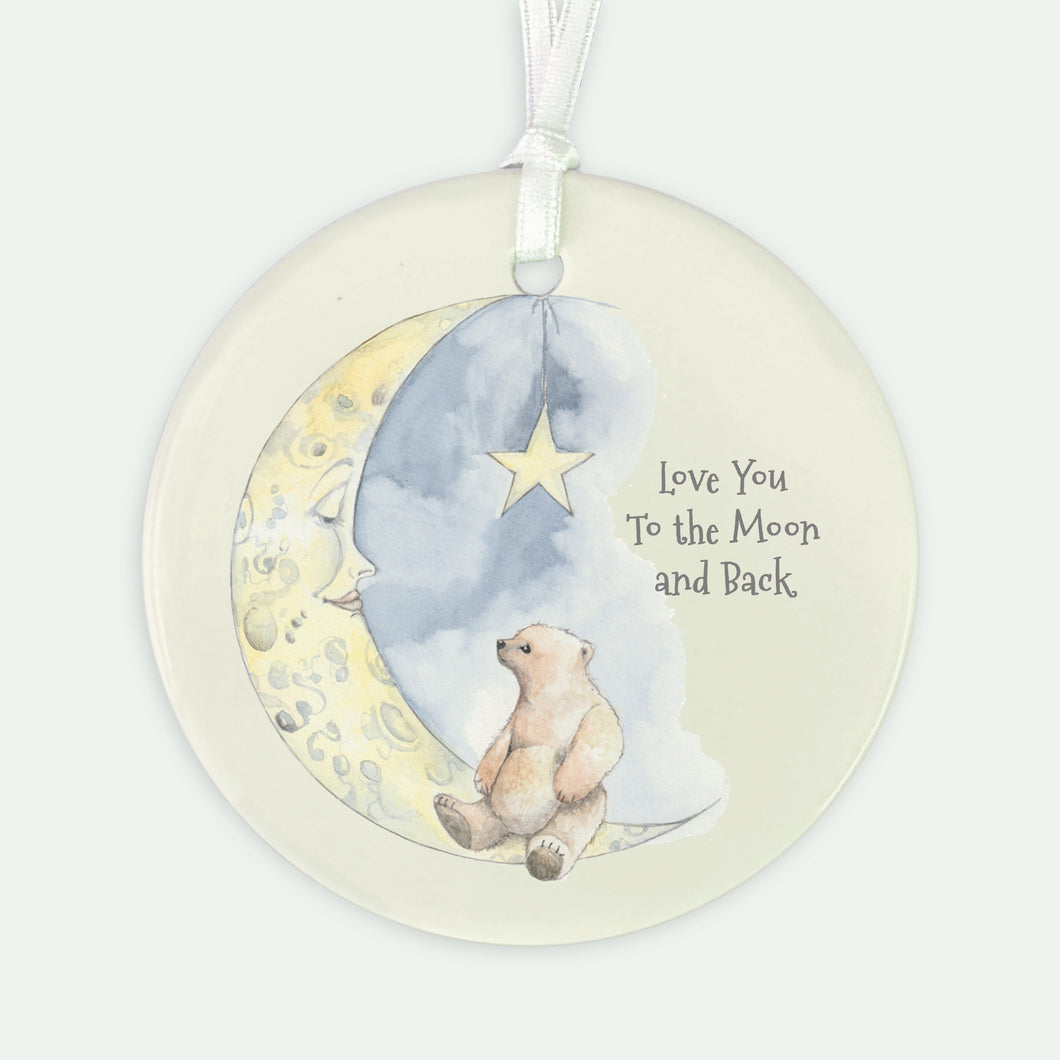 Hanging Ceramic Decoration - Bear and Moon Decor Crumble and Core   