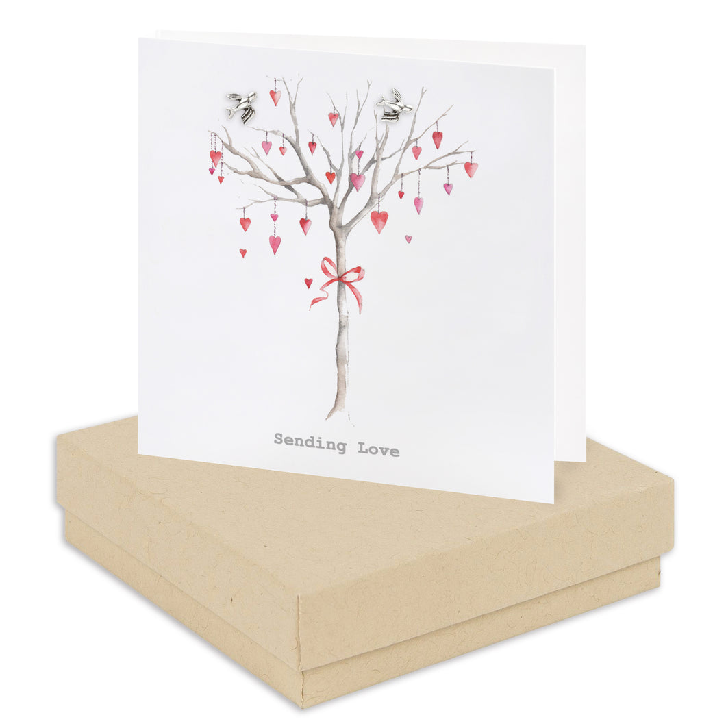 Boxed Heart Tree Sending Love Earring Card Earrings Crumble and Core Kraft  