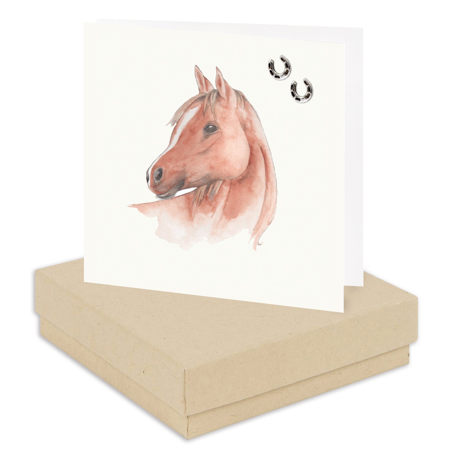 Biglietto per orecchino con cavallo in scatola