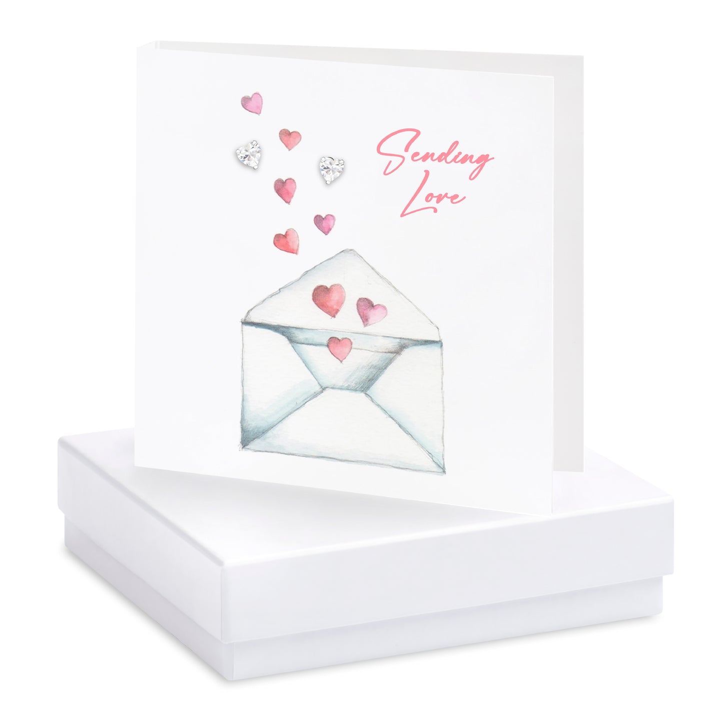 Biglietto con orecchino con lettera d'amore in scatola