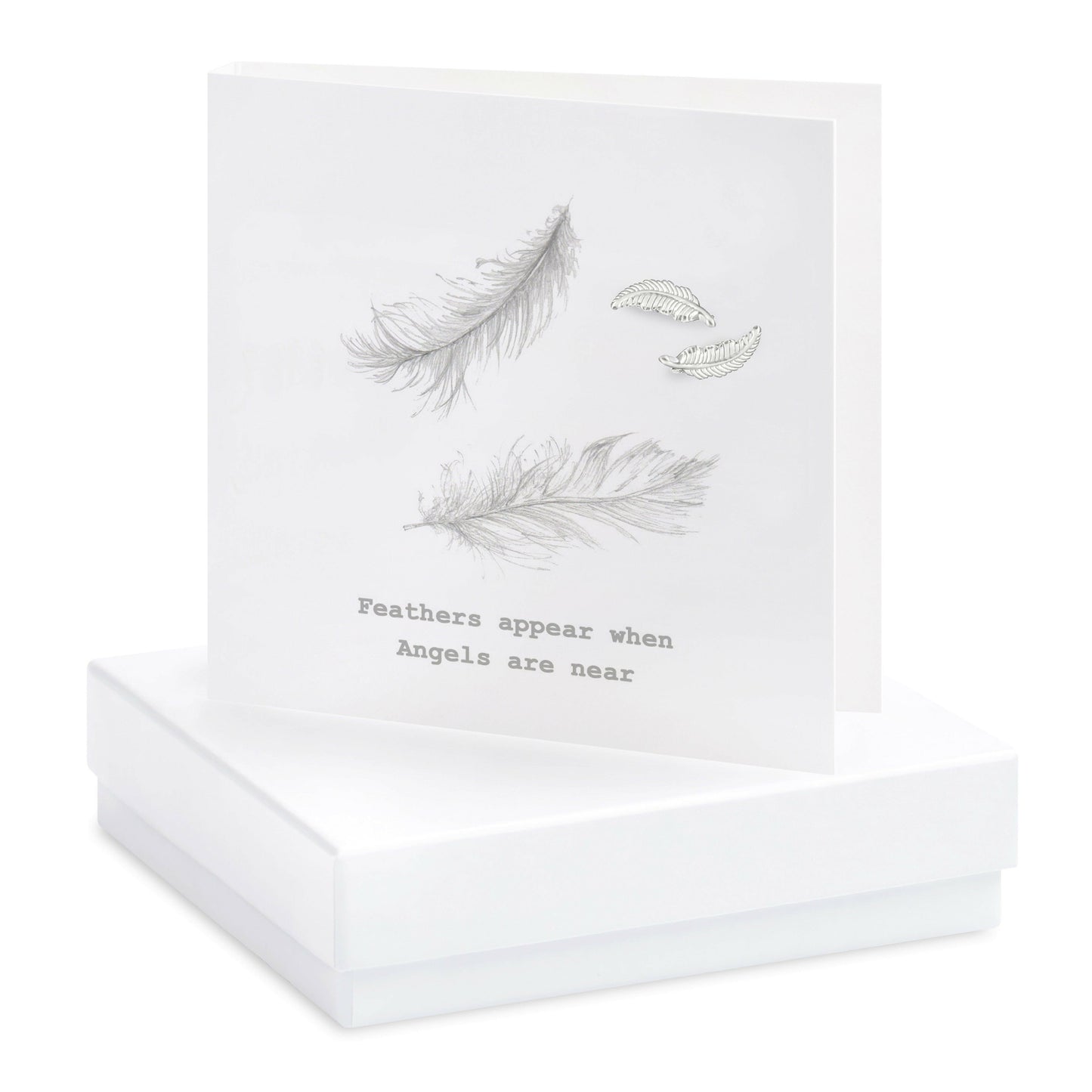 Sterling Silver Feathers Stud Earrings - Boxed and Unique Elegant Sympathy Gift - Crumble and Core