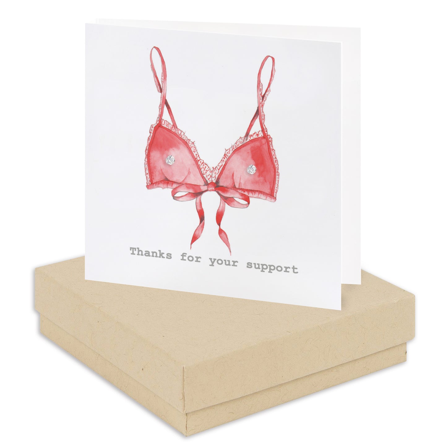Boxed Thank You For Your Support Bra Earring Card Earrings Crumble and Core Kraft  