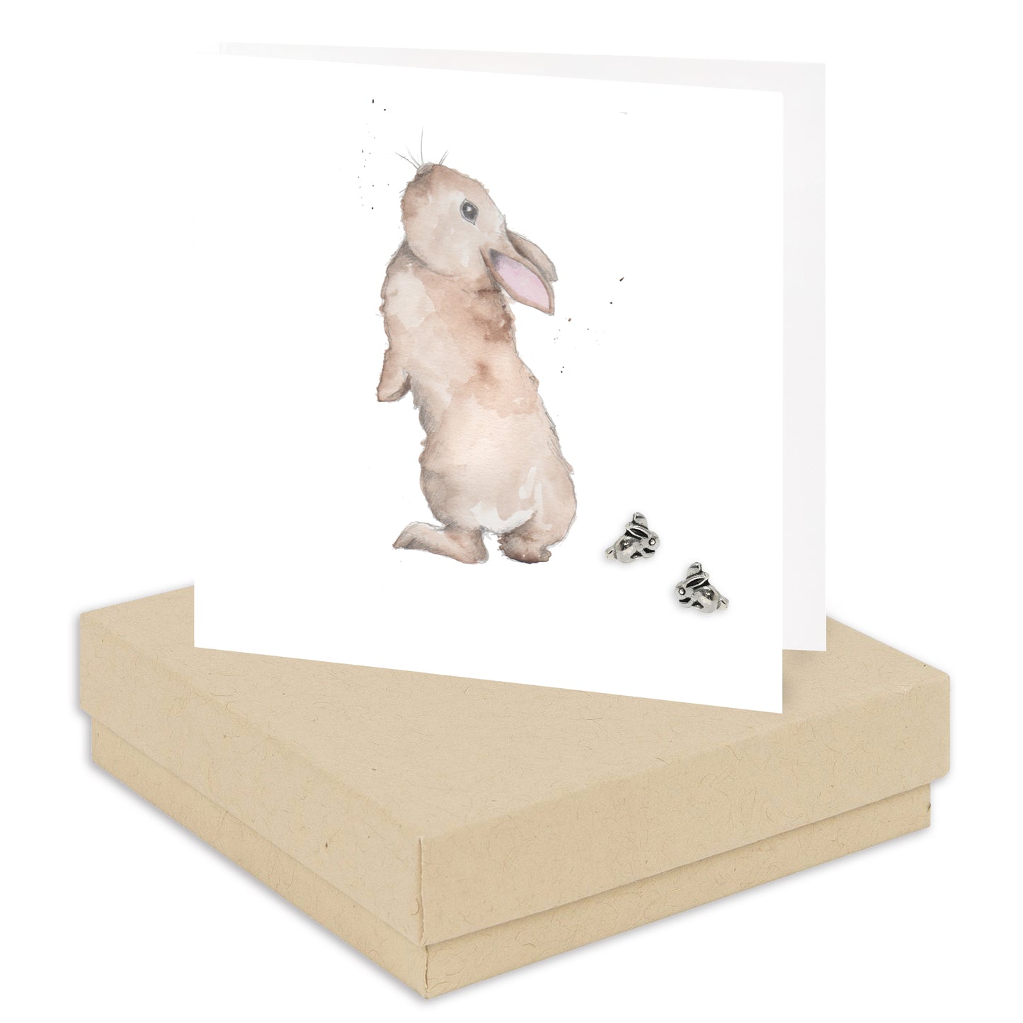 Tarjeta de aretes Bertie Bunny en caja
