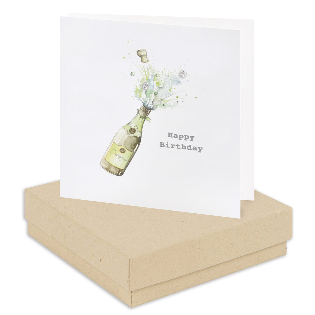Boxed Happy Birthday Champagne Earring Card Earrings Crumble and Core Kraft  