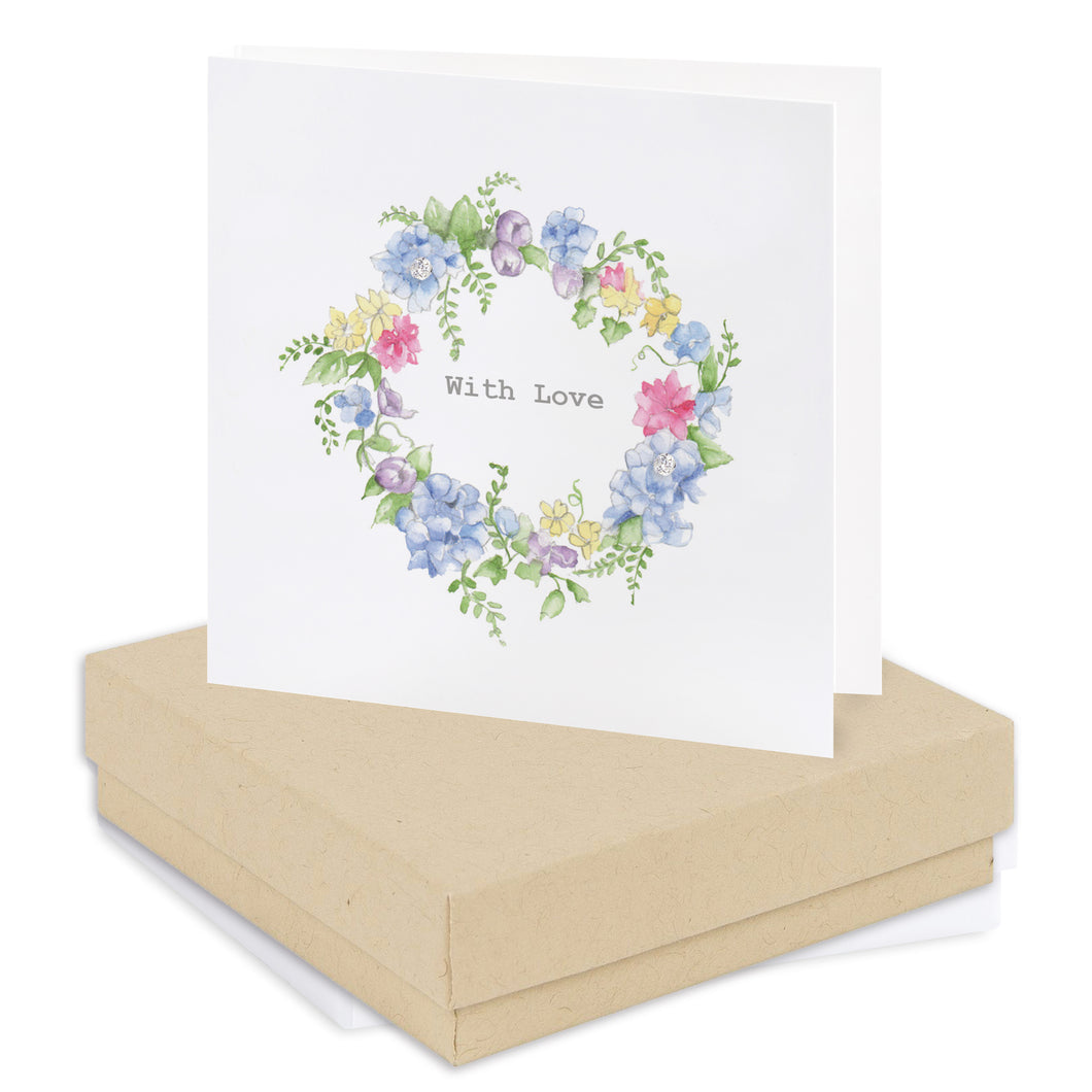 Boxed Hydrangea With Love Wreath Earring Card Earrings Crumble and Core Kraft  