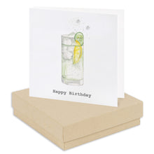 Carica l&#39;immagine nel visualizzatore di Gallery, Boxed Gin and Tonic Happy Birthday Earring Card Earrings Crumble and Core Kraft  
