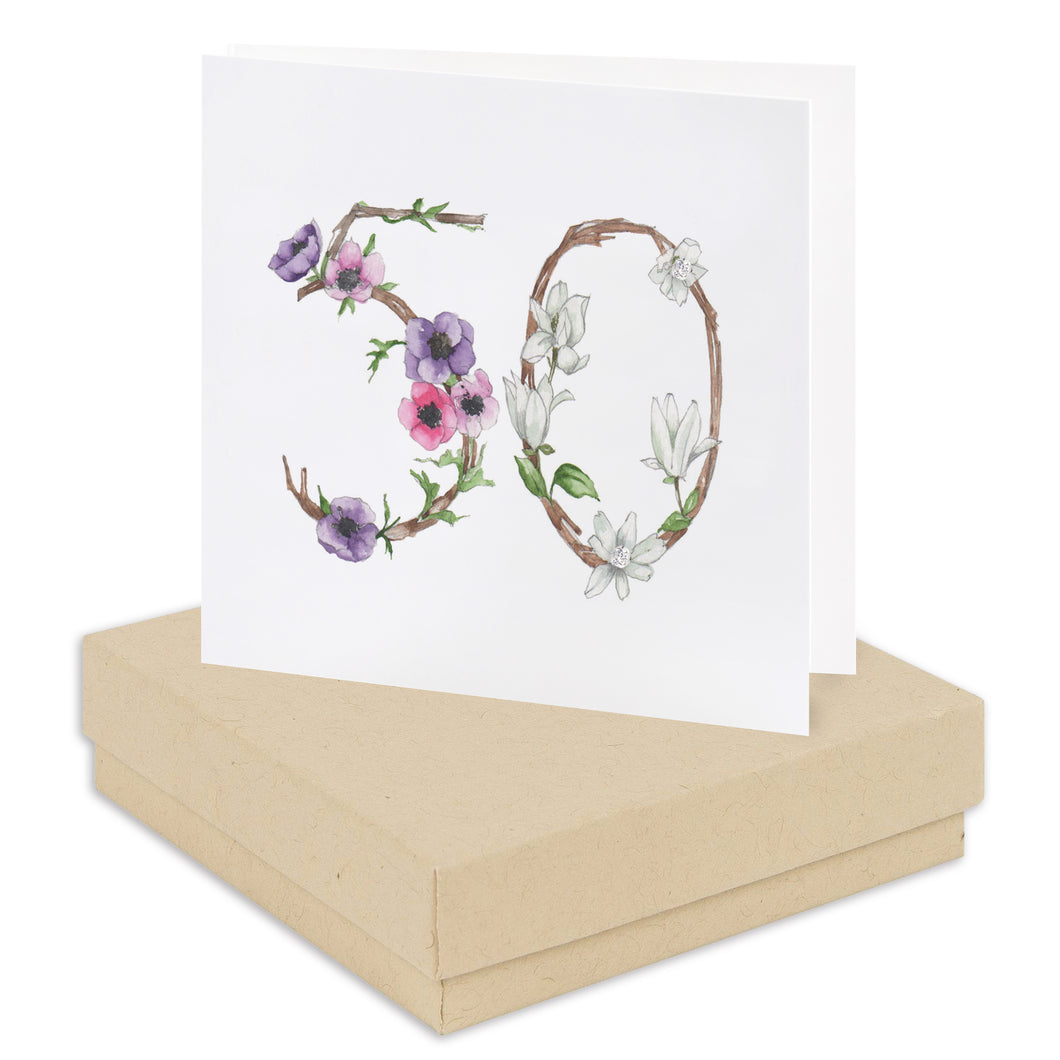 Boxed Floral 50th Earring Card Earrings Crumble and Core Kraft  