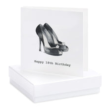 Carica l&#39;immagine nel visualizzatore di Gallery, Boxed Black Heels 18th Birthday Earring Card Earrings Crumble and Core   
